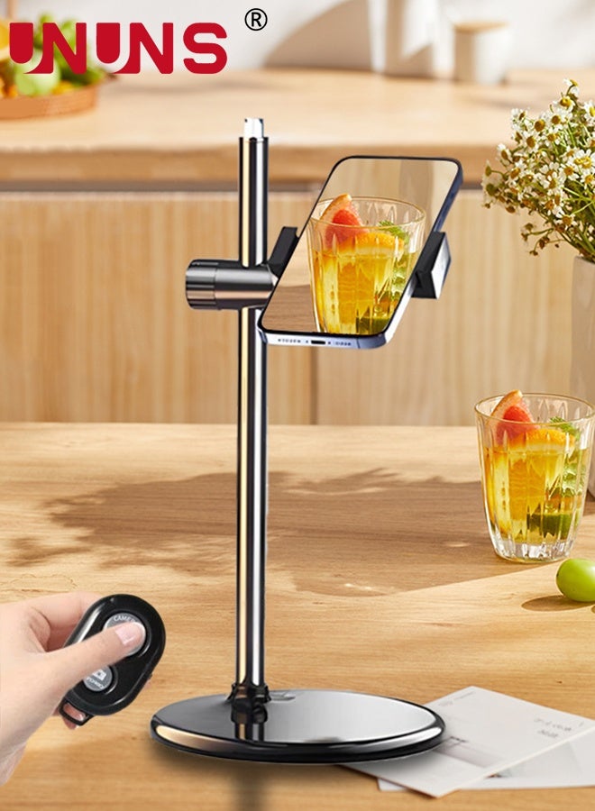 UNUNS Mobile Phone Holder,Phone Holder,360-Degree Rotating Stand,Desktop Height Adjustment for Overhead Shooting,Desktop Holder for Live Streaming Video Recording